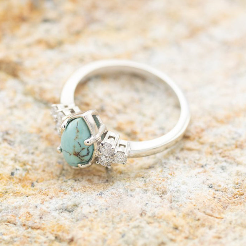 Natuurlijke turkooizen diamanten ring