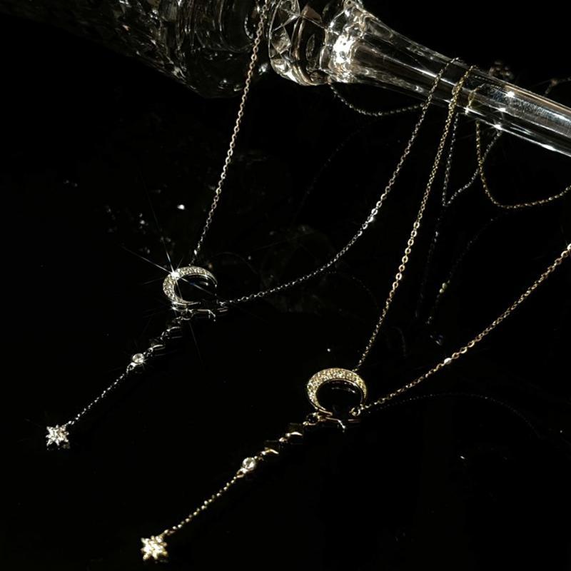 Sterling zilveren maan ster ketting