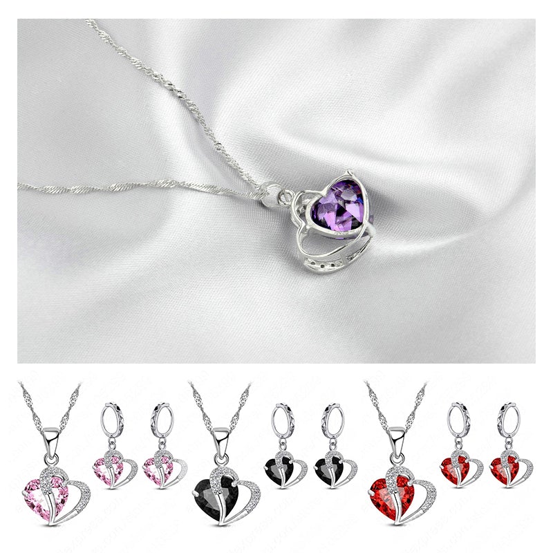 Hart Design Zirkoon Ketting Hanger Oorbellen Sets