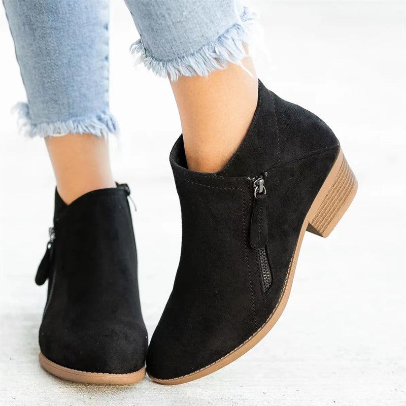 Chunky Heel enkellaarsjes met Zijrits voor Dames