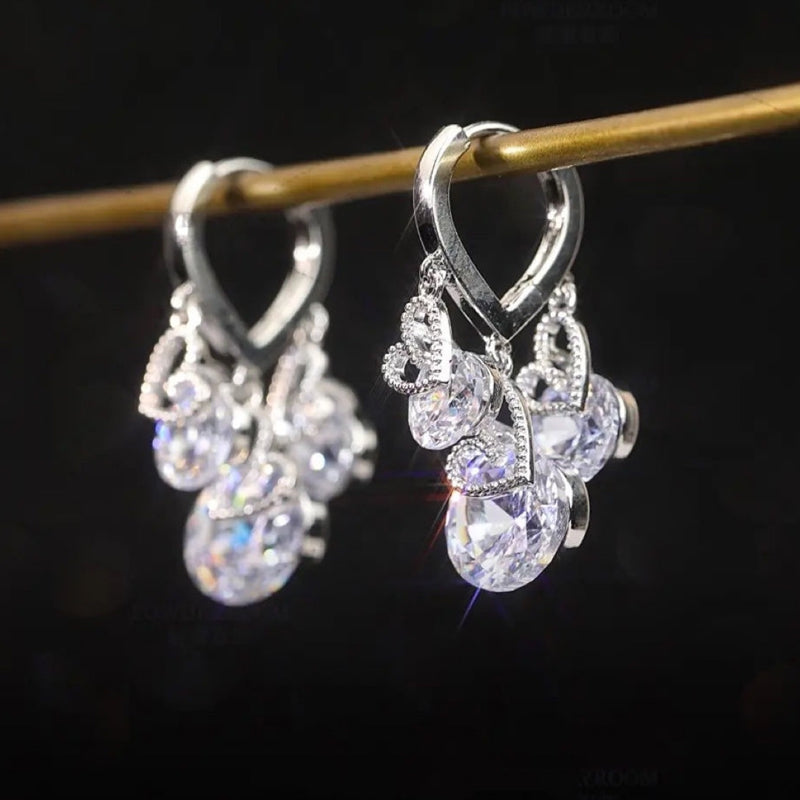 Hart Zirkoon Drop Ear Gespen Oorbellen