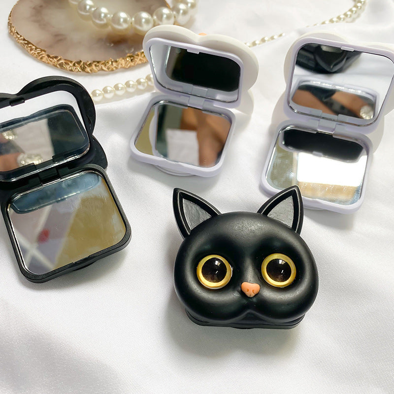 3D schattige kitten telefoonhouder met mini spiegel