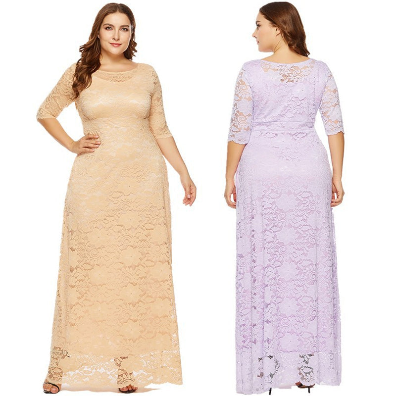 Plus maat kanten jurk voor dames