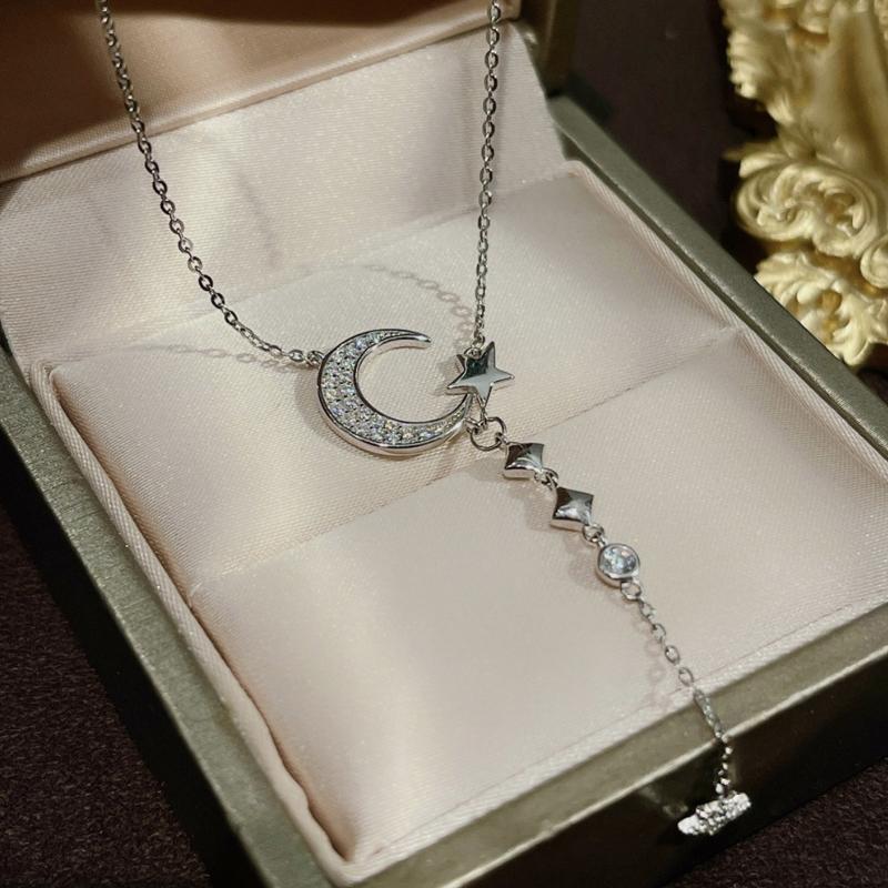 Sterling zilveren maan ster ketting