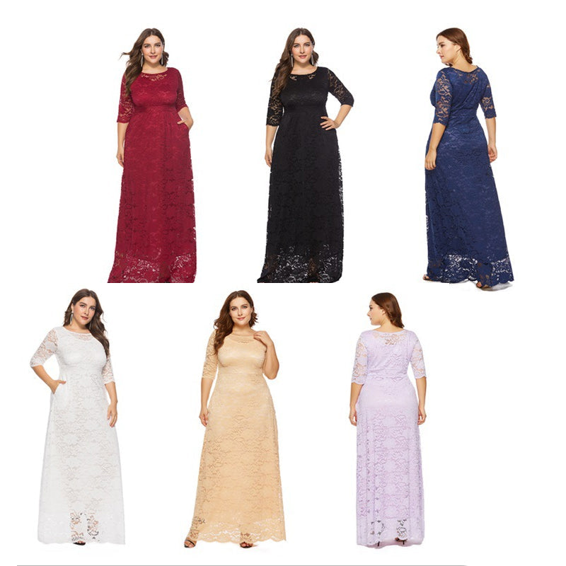 Plus maat kanten jurk voor dames