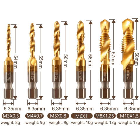6 DELIGE METRISCHE DRAAD KRAAN BOOR BITS SET