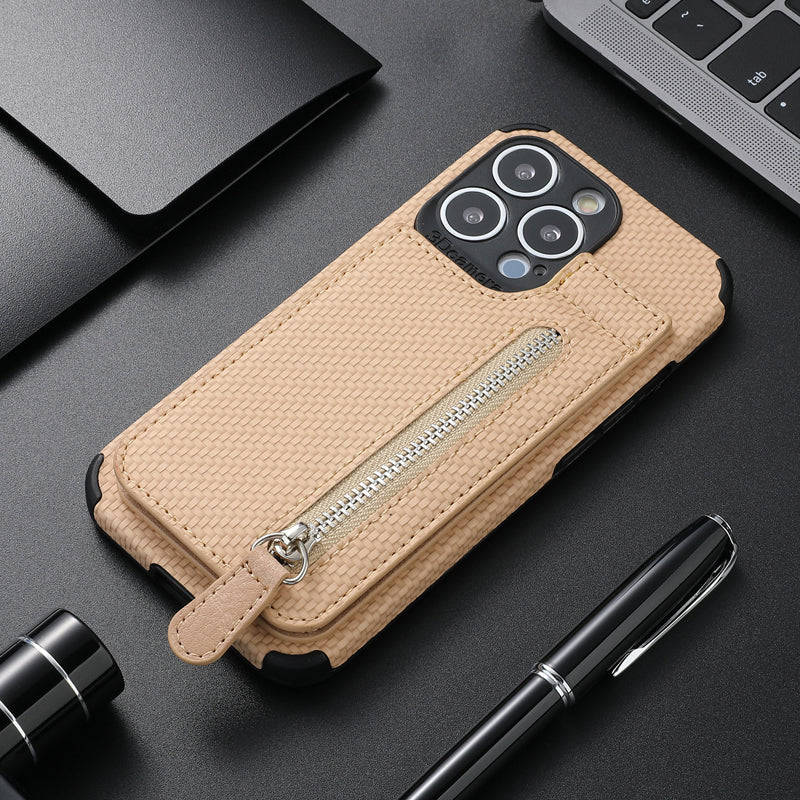 Magnetische portemonnee met ritssluiting en creditcard houder