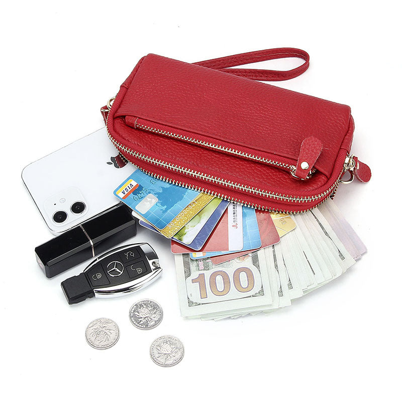 Leren lange clutch met grote capaciteit