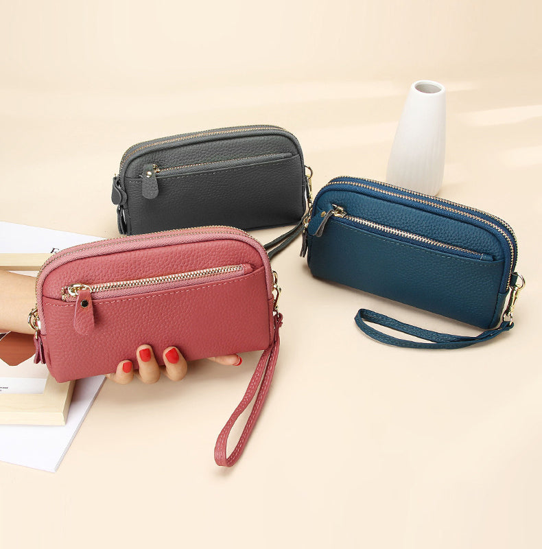 Leren lange clutch met grote capaciteit