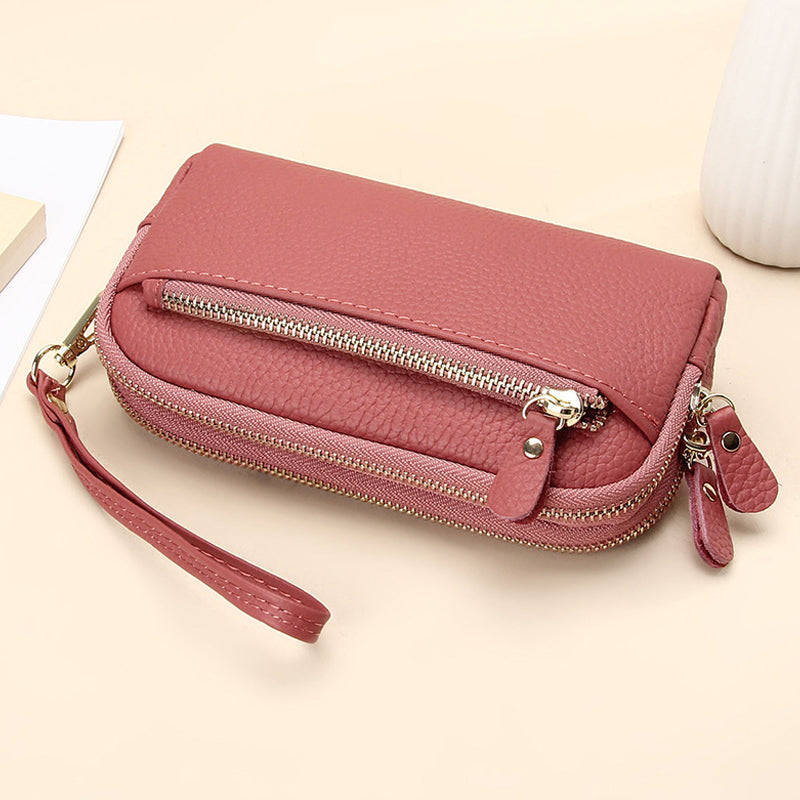 Leren lange clutch met grote capaciteit