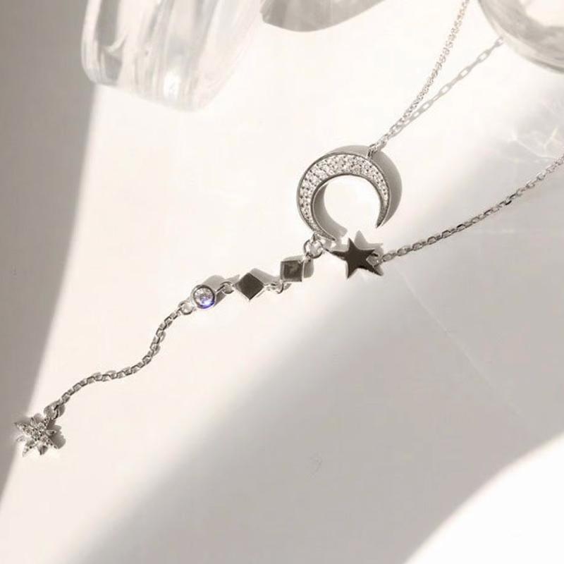 Sterling zilveren maan ster ketting