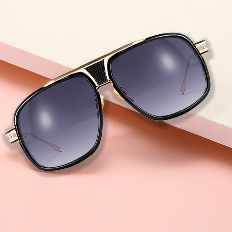 Vintage metalen zonnebril met groot montuur