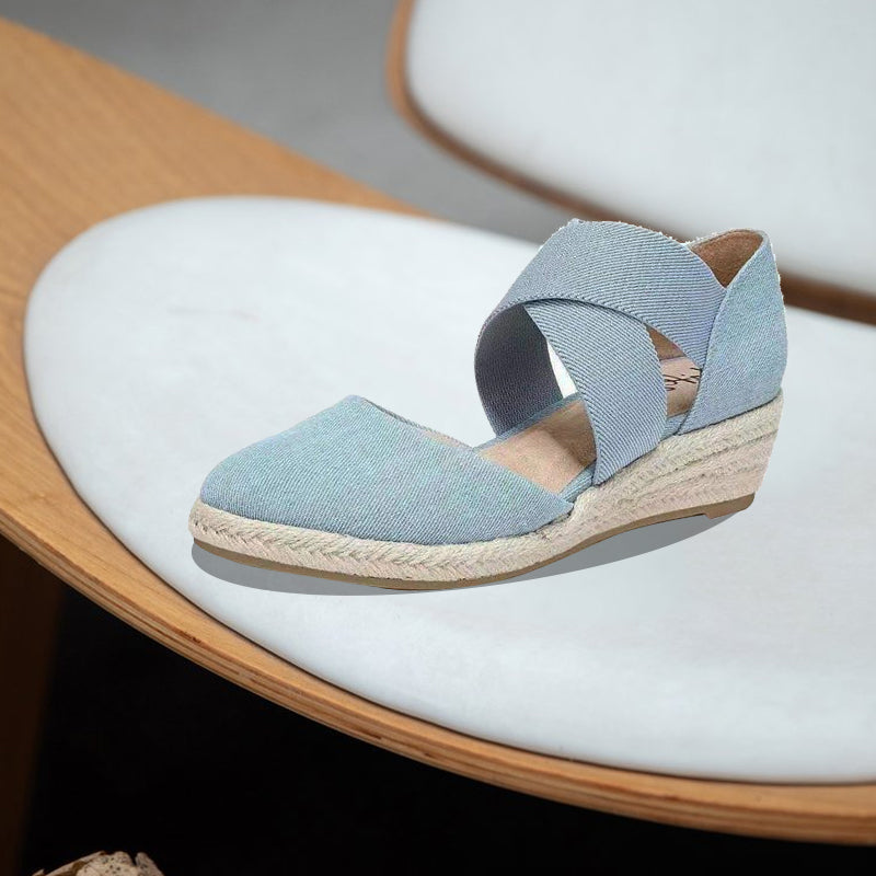 Sandalen met sleehak van hennep touw