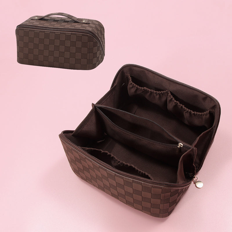 Vintage geruite make-up tas