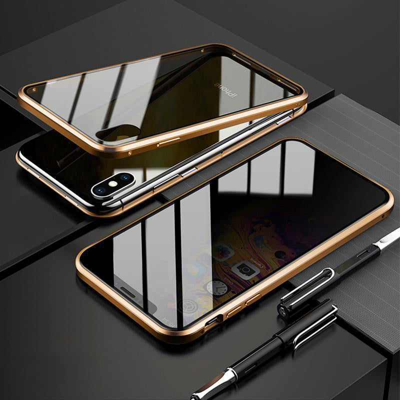 Anti-piep dubbelzijdig magnetisch iPhone-hoesje van gehard glas