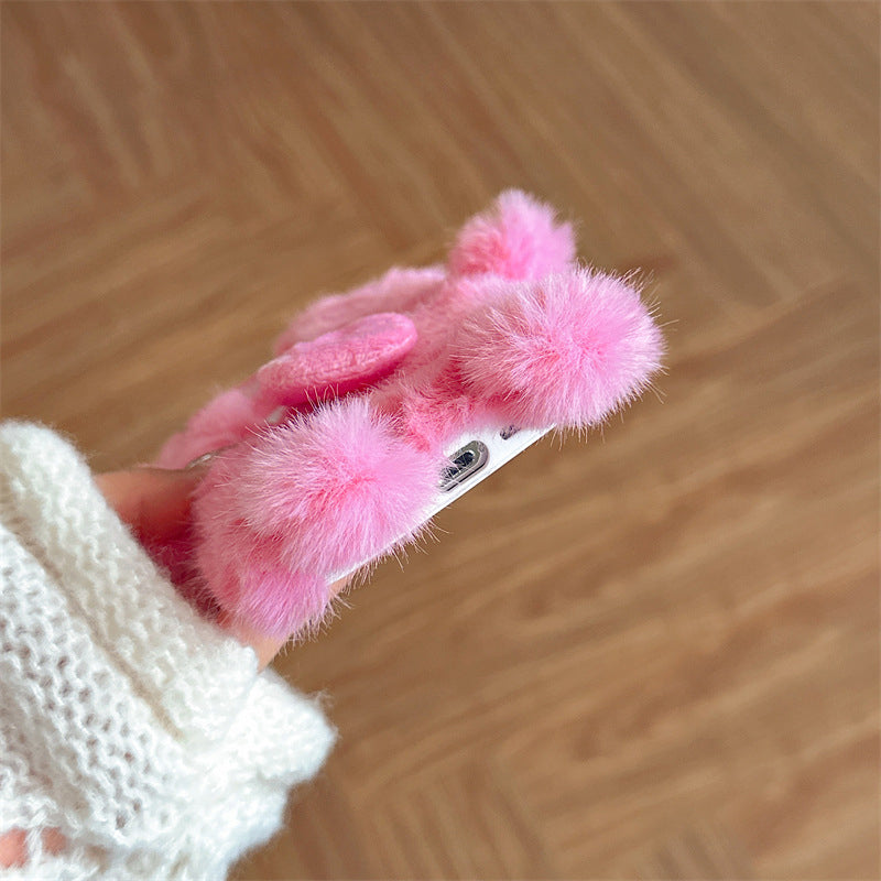 Grappige tong uitsteekt pluche mobiele telefoonhoesje voor iPhone