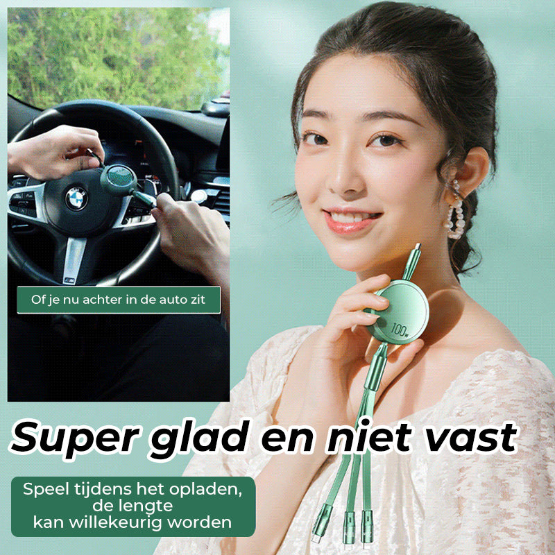 Intrekbare drie-in-één datakabel