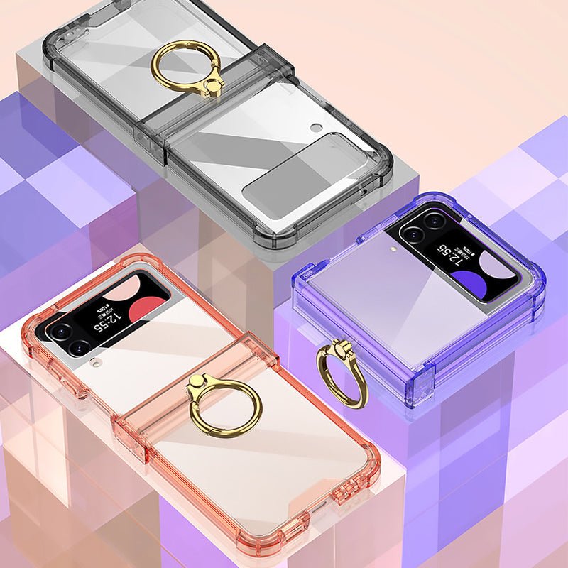 Zachte doorzichtige hoes met ring voor Samsung Galaxy Z Flip4