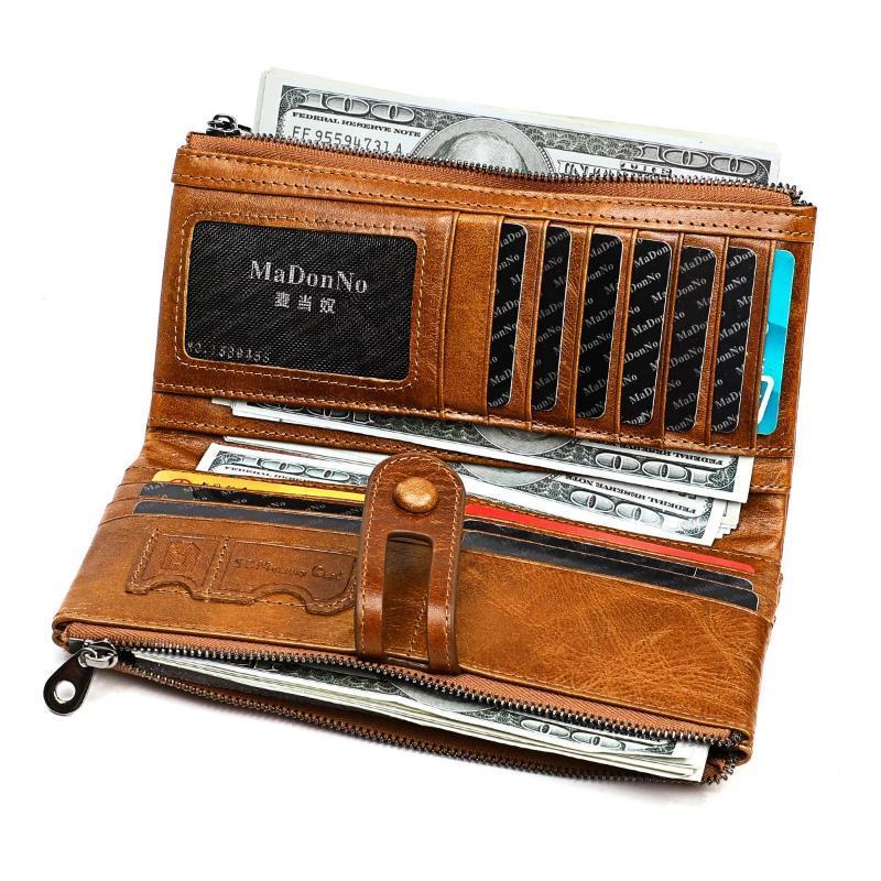 Dames echt lederen clutch lange geld portemonnee