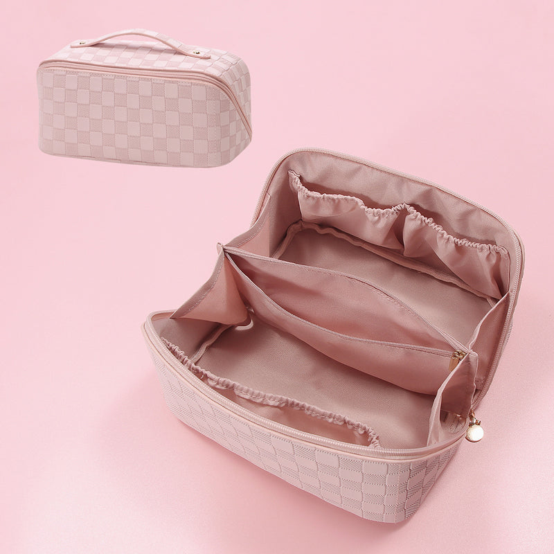 Vintage geruite make-up tas