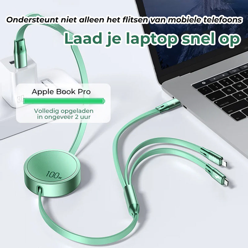 Intrekbare drie-in-één datakabel