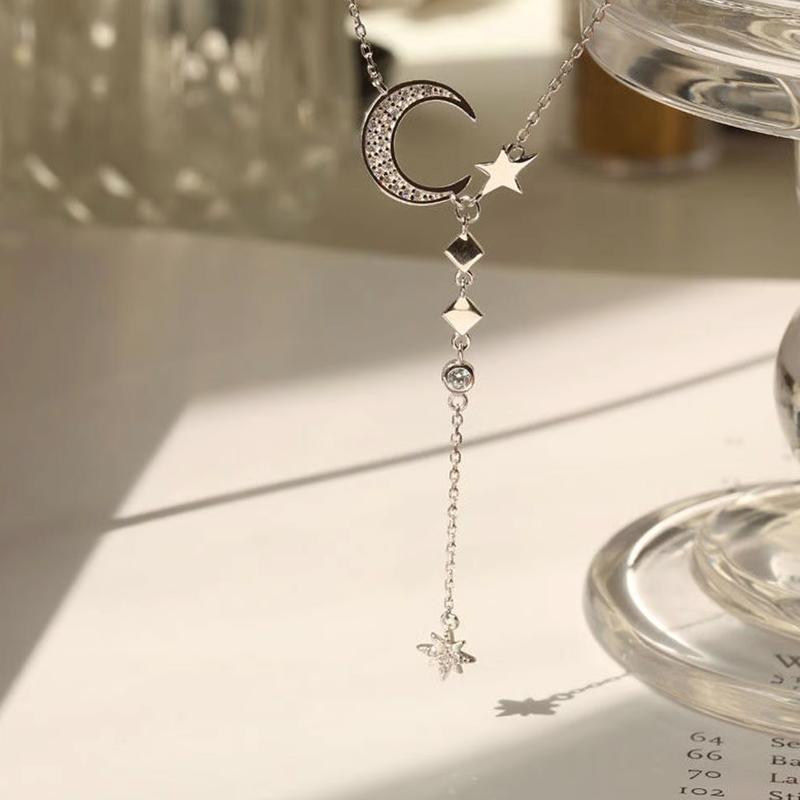 Sterling zilveren maan ster ketting