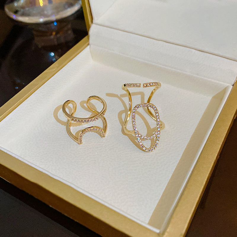 Geometrische diamanten open nagelring