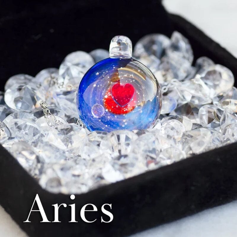 Kosmische sterrenhemel glazen kralen hanger ketting