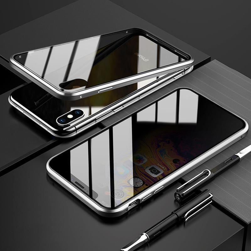 Anti-piep dubbelzijdig magnetisch iPhone-hoesje van gehard glas