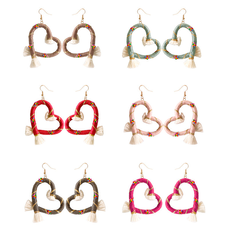 Hart met de hand geweven oorbellen