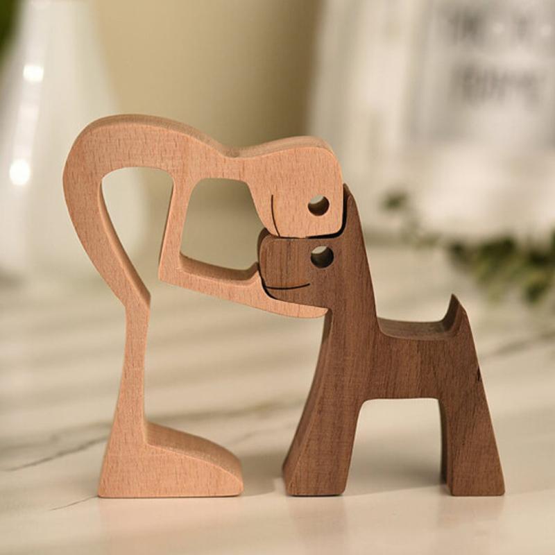 Dierenliefhebber - Tafelornamenten met houten sculptuur