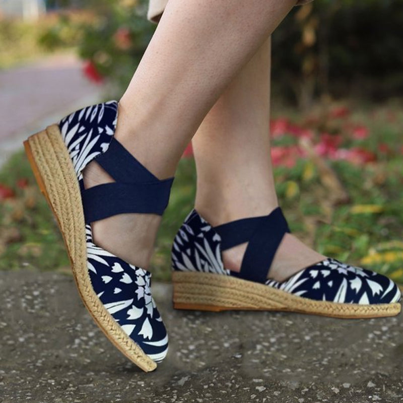 Sandalen met sleehak van hennep touw