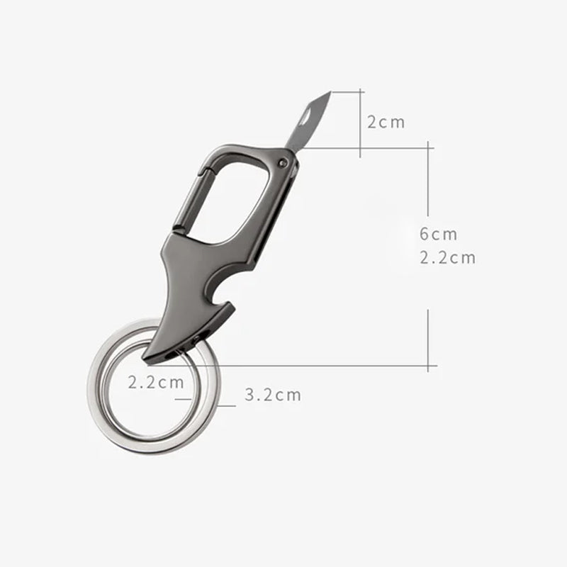 Multifunctionele hangende flesopener metalen dubbele ring sleutelhanger