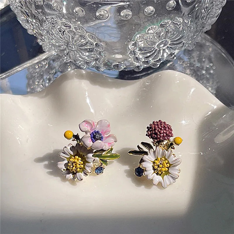 Daisy Flower asymmetrische oorbellen