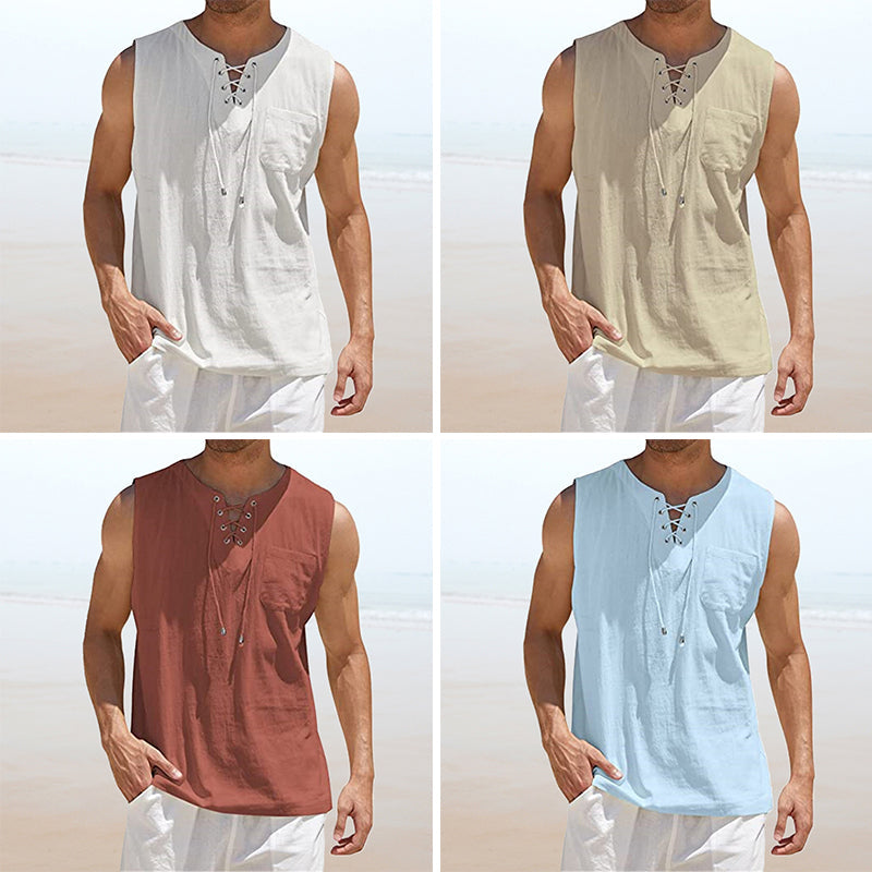 Effen kleur vest met trekkoord voor heren