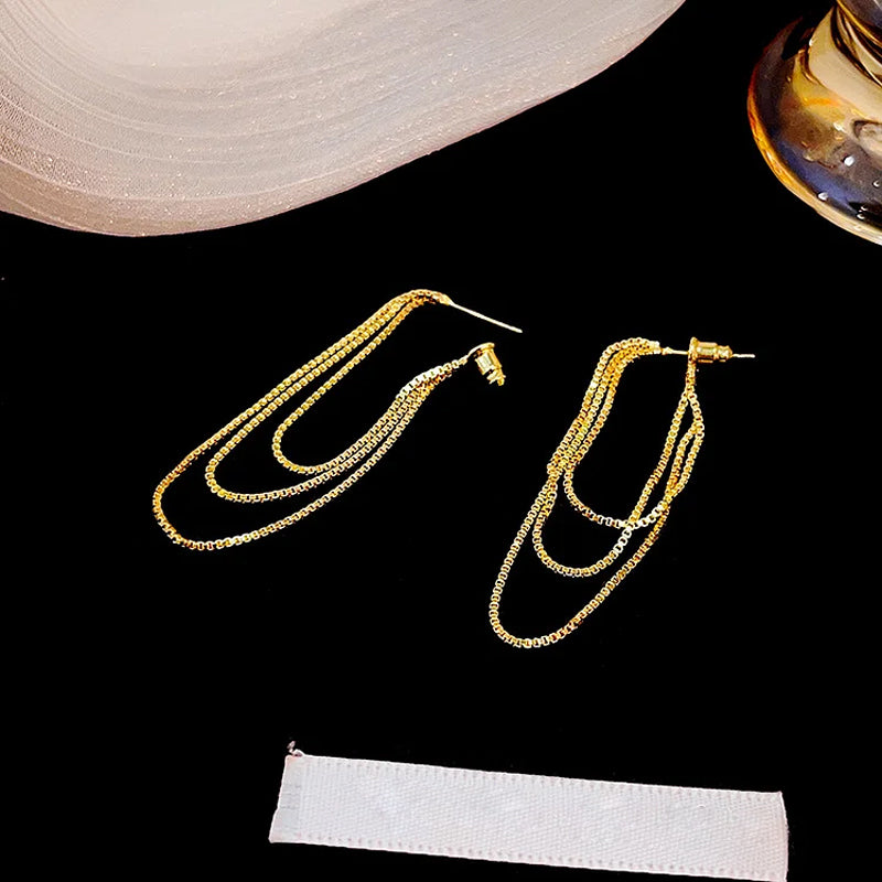 Zachte zilveren ketting kwast oorbellen