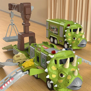 🦖Nieuwe dinosaurus transformerende technische vrachtwagenbaanspeelgoedset met licht en muziek