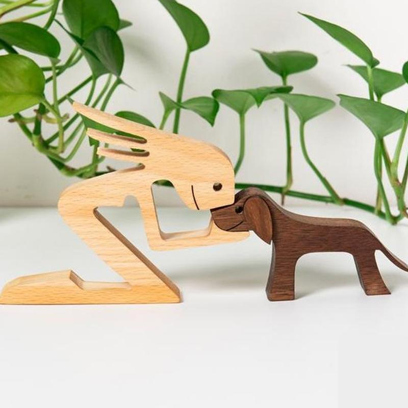 Dierenliefhebber - Tafelornamenten met houten sculptuur