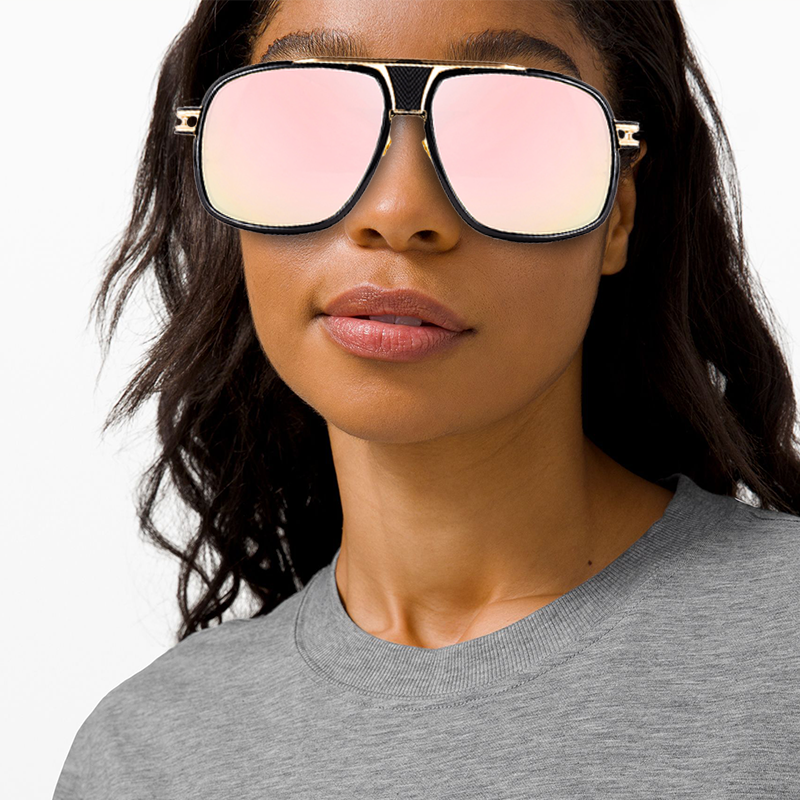 Vintage metalen zonnebril met groot montuur