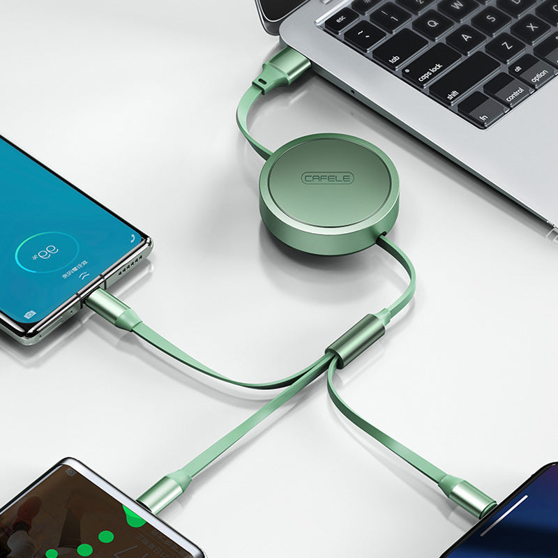 Intrekbare drie-in-één datakabel