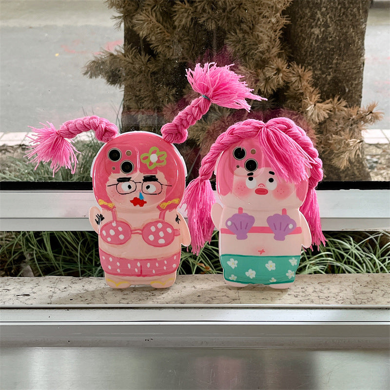 Grappige vlecht badpak telefoonhoesje