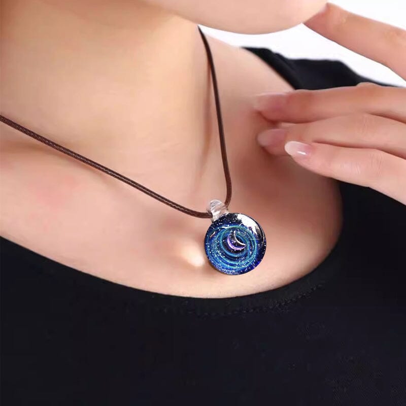 Kosmische sterrenhemel glazen kralen hanger ketting