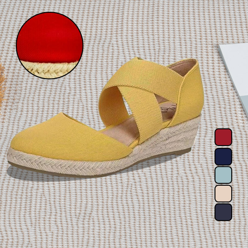 Sandalen met sleehak van hennep touw