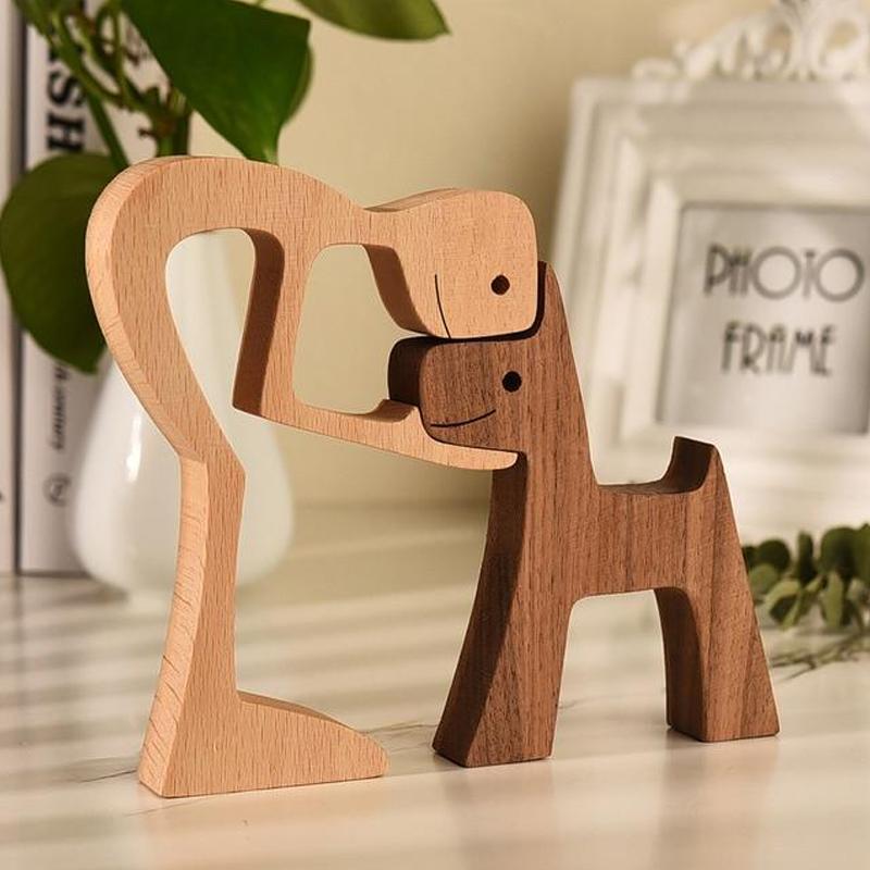 Dierenliefhebber - Tafelornamenten met houten sculptuur