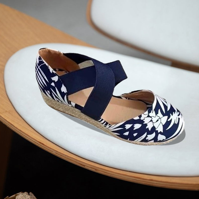 Sandalen met sleehak van hennep touw