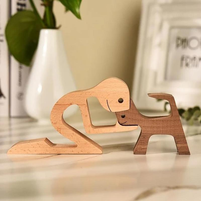 Dierenliefhebber - Tafelornamenten met houten sculptuur
