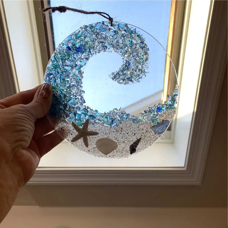 Zeeglas Suncatcher - Ocean Crashing Wave Beach Ornament