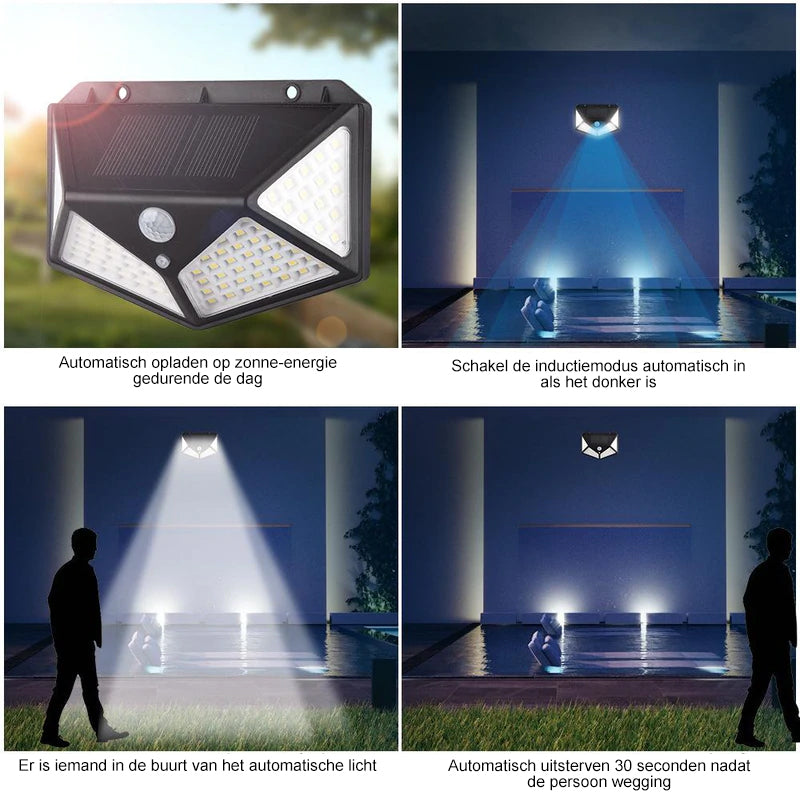 Waterdichte buitenlamp op zonne-energie 100 LED