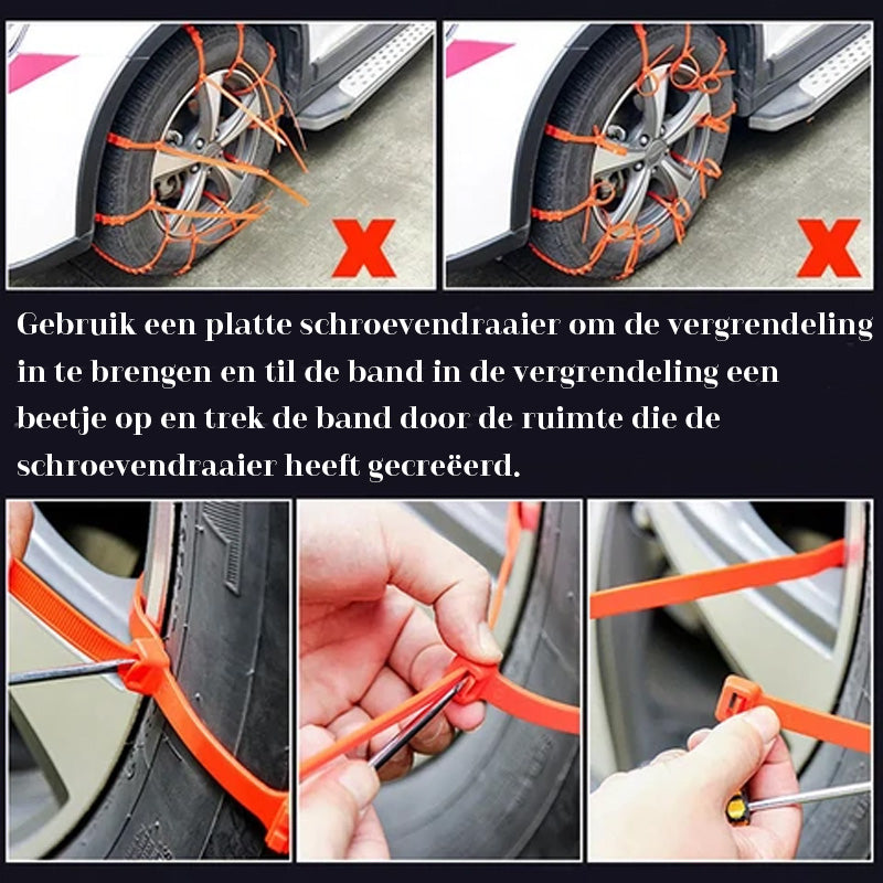 Antislip sneeuwkettingen met ritssluiting