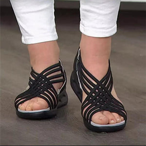Sportieve gevlochten vismondsandalen voor dames
